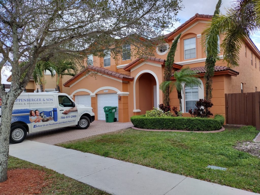 Exterior Painters in Katy complete this stucco home