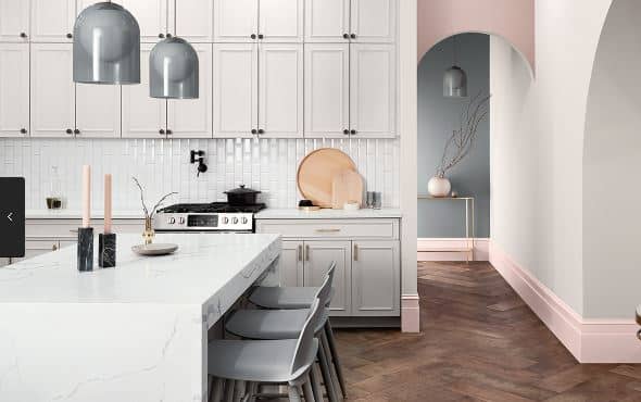 Sherwin Williams popular off white kitchen cabinet paint color