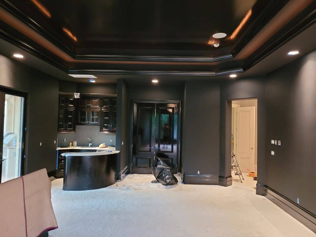 High gloss black on ceiling