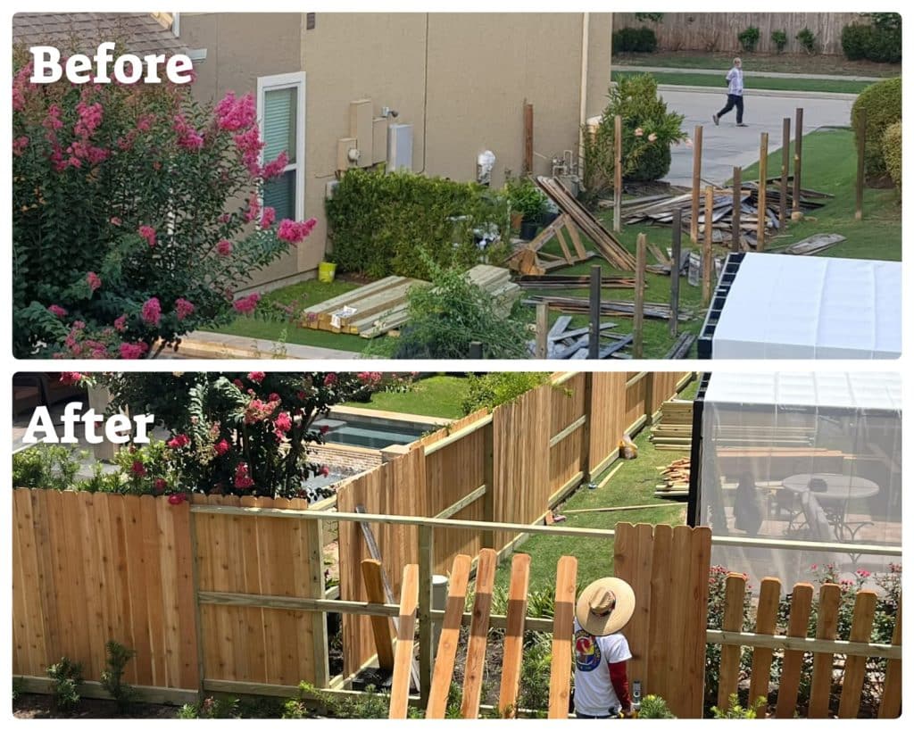 Replacing a fence before and after by Klappenberger & Son