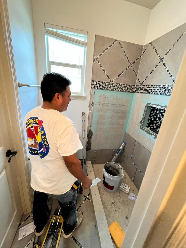 Klappenberger & Son employee remodeling bathroom