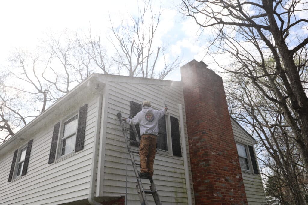 exterior painting in Edmod starts with power washing
