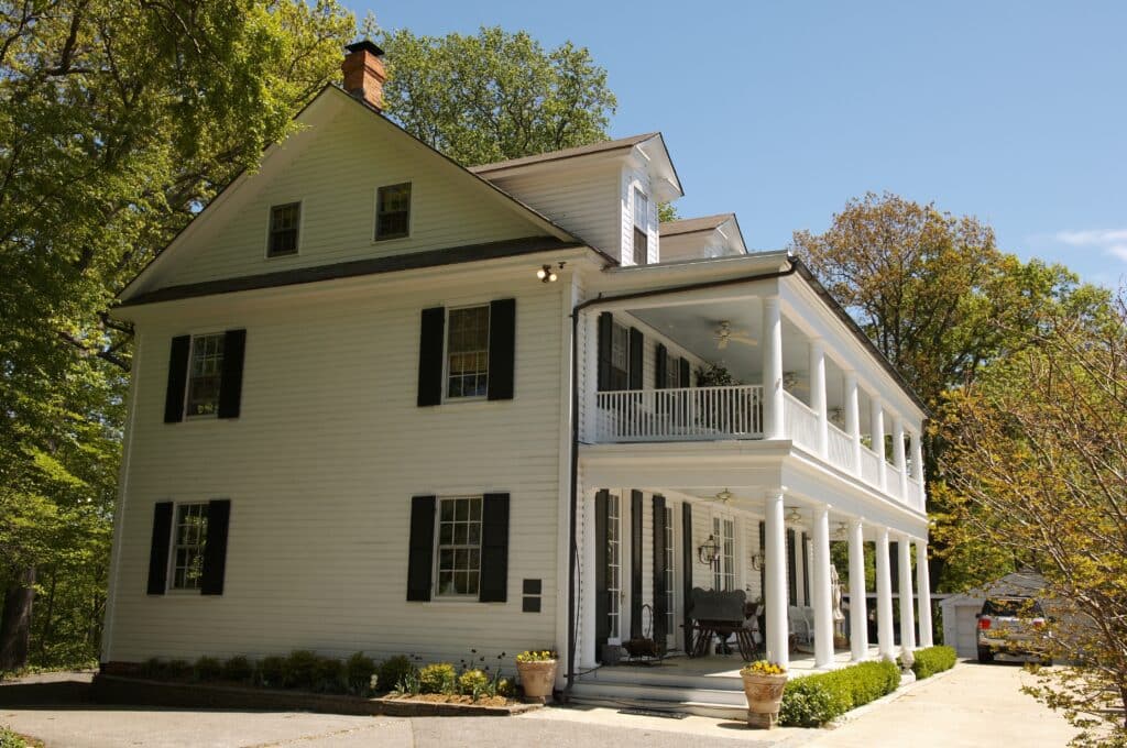 exterior painting in Towson historic white home