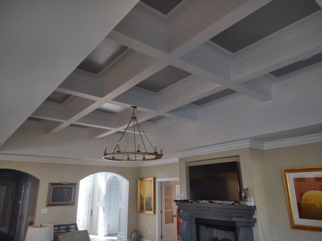 Interior Painting In Washington DC. Coffer ceiling painted two different colors by Klappenberger & Son