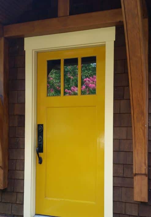 exterior paintig in NW Dc includes painting this exterior door golden yellow high gloss