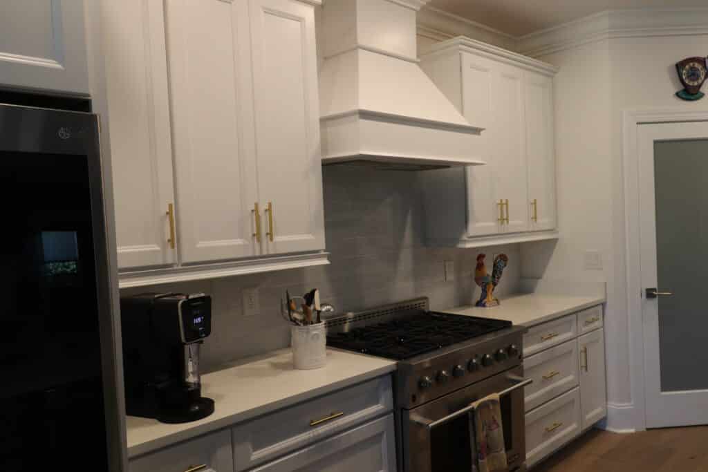 painting warranties for kitchen cabinets, shown here, come with 5 years