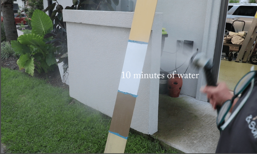 testing 3 different paints to see if they are rain safe in 60 minutes