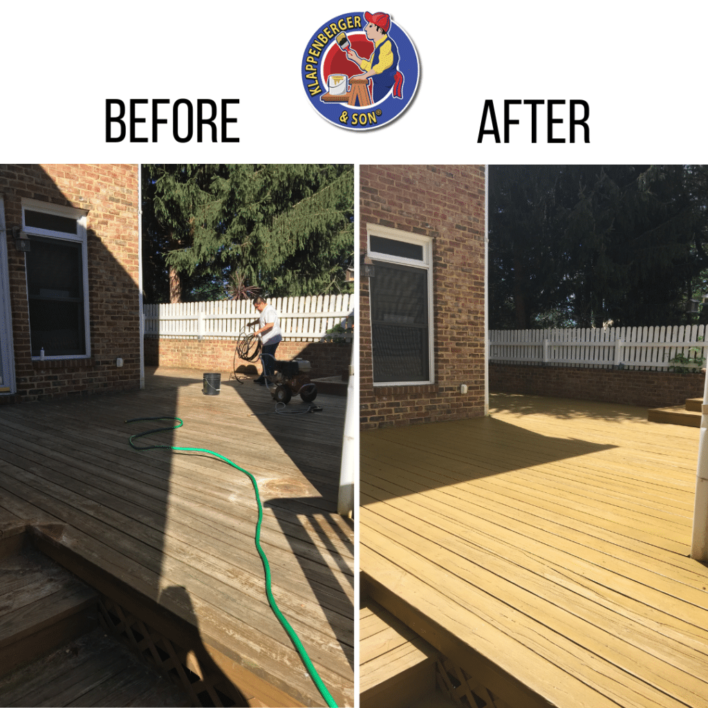 before and after of deck refinishing