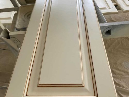 Glazing kitchen cabinet by kitchen cabinet painting contractor Klappenberger & Son