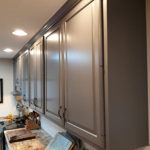 AA Painted kitchen cabinets from a stain to a dark taupe