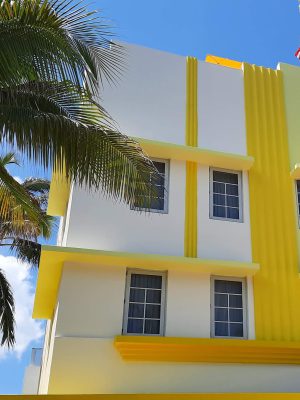 beautiful colored stucco building
