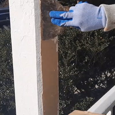 exterior painting in OKC starts with bondo wood column