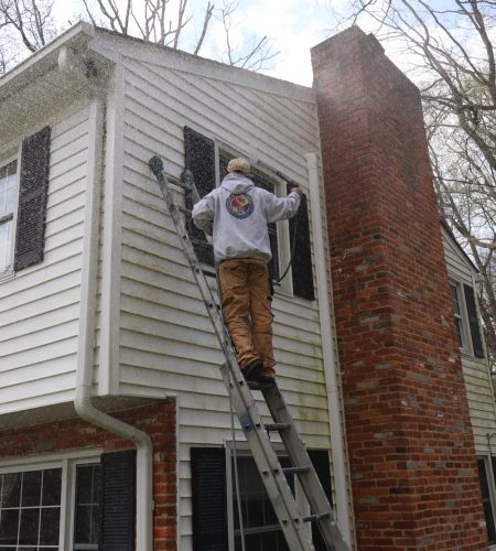 exterior painting inNottingham includes power washing first. as shown here power washing by Klappenberger & Son