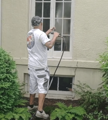 exterior painting in Towson starts with power washing